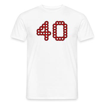 40. 40 YEARS. 40th ANNIVERSARY. 40 YEARS ANNIVERSARY. - Men's T-Shirt - white - Front - AI Model Male 178 dark (178cm)