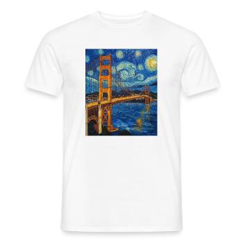 San Francisco Golden Gate Bridge Van Gogh Style - Men's T-Shirt - white - Front - AI Model Male 178 dark (178cm)
