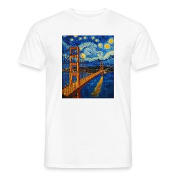 San Francisco Golden Gate Bridge Van Gogh Style - Men's T-Shirt - white - Front - AI Model Male 178 dark (178cm)