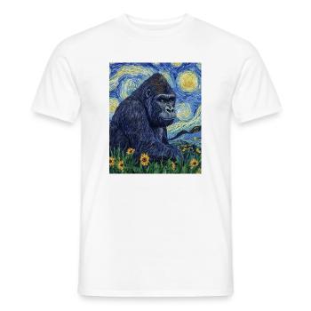 Gorille Gorille Singe Style Van Gogh Nuit étoilée - T-shirt homme - blanc - Devant - AI Model Male 178 dark (178cm)
