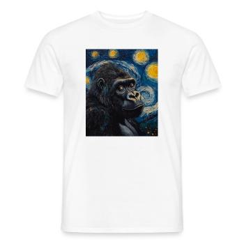 Gorille Gorille Singe Style Van Gogh Nuit étoilée - T-shirt homme - blanc - Devant - AI Model Male 178 dark (178cm)