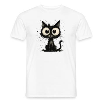 Funny black cat with big eyes – splash - Men's T-Shirt - white - Front - AI Model Male 178 dark (178cm)