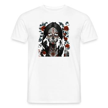 Sugar Skull Maiden Blumen Tattoo - Männer T-Shirt - Weiß - Vorne - AI Model Male 178 dark (178cm)