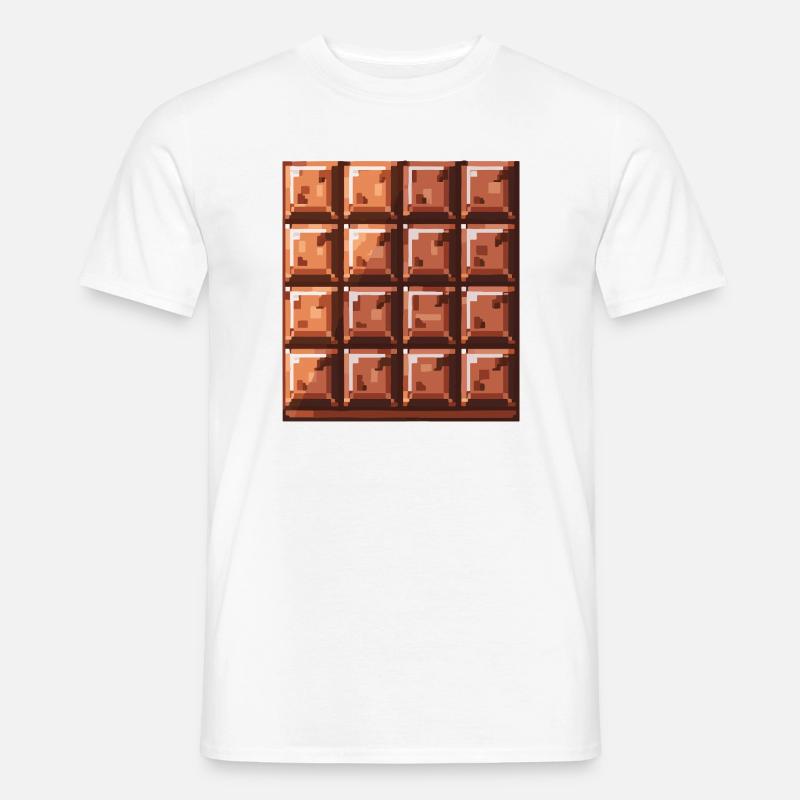 Pixel Schoko Quadrat Muster - Männer T-Shirt - Weiß