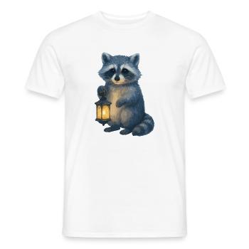 Waschbär mit Laterne – Winter Design - Männer T-Shirt - Weiß - Vorne - AI Model Male 178 dark (178cm)