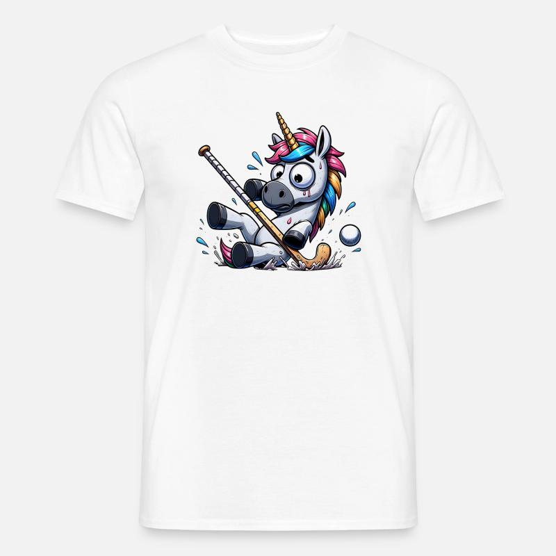 Lustiges Einhorn Beim Golfen Mit Splash Moment - Männer T-Shirt - Weiß