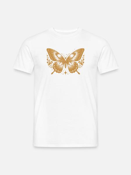 Papillon doré floral vintage - T-shirt herr - vit