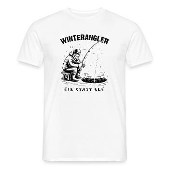 Winterangler Eis statt See Motiv für Fischer - Männer T-Shirt - Weiß - Vorne - AI Model Male 178 dark (178cm)