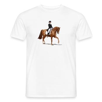 Dressage rider in an elegant outfit - Men's T-Shirt - white - Front - AI Model Male 178 dark (178cm)