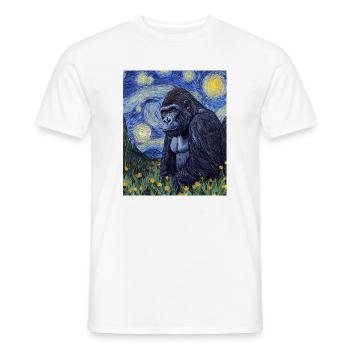 Gorille Gorille Singe Style Van Gogh Nuit étoilée - T-shirt homme - blanc - Devant - AI Model Male 178 dark (178cm)