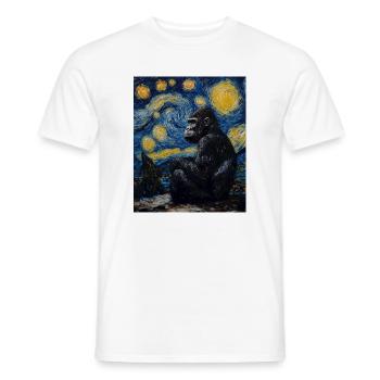 Gorille Gorille Singe Style Van Gogh Nuit étoilée - T-shirt homme - blanc - Devant - AI Model Male 178 dark (178cm)