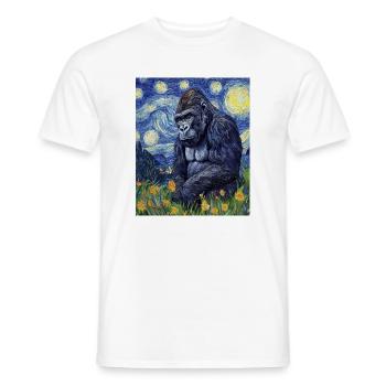 Gorille Gorille Singe Style Van Gogh Nuit étoilée - T-shirt homme - blanc - Devant - AI Model Male 178 dark (178cm)