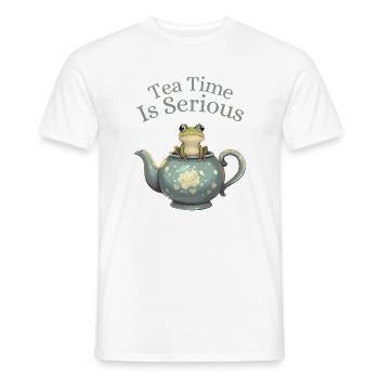 Tea Time is Serious – Frog in Teapot - Men's T-Shirt - white - Front - AI Model Male 178 dark (178cm)