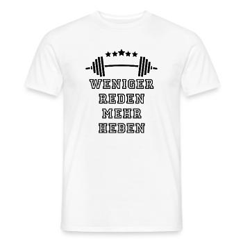 Weniger Reden GYM: Fokus & Power - Männer T-Shirt - Weiß - Vorne - AI Model Male 178 dark (178cm)