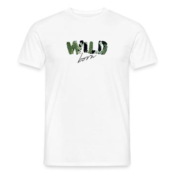 Wild Born Snake Print Letters - Men's T-Shirt - white - Front - AI Model Male 178 dark (178cm)