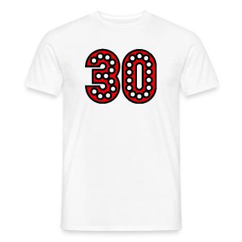 Chiffre 30 en perles rouges - T-shirt homme - blanc - Devant - AI Model Male 178 dark (178cm)