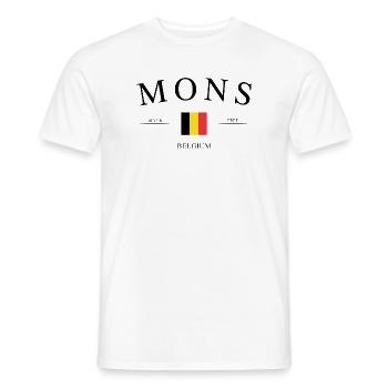 Mons Belgium – Holiday Souvenir & Gift - Men's T-Shirt - white - Front - AI Model Male 178 dark (178cm)