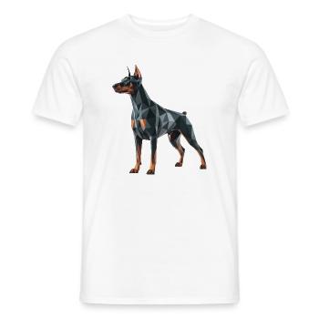 Dobermann - Cooles Low-Poly-Logo - Männer T-Shirt - Weiß - Vorne - AI Model Male 178 dark (178cm)