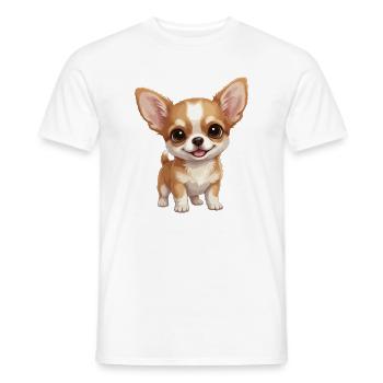Cute big-eyed Chihuahua puppy - Men's T-Shirt - white - Front - AI Model Male 178 dark (178cm)