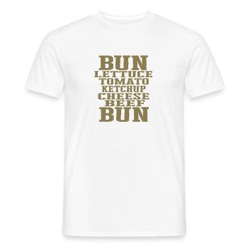 Delicious burgers with meat, tomato, cheese, ketchup - Men's T-Shirt - white - Front - AI Model Male 178 dark (178cm)