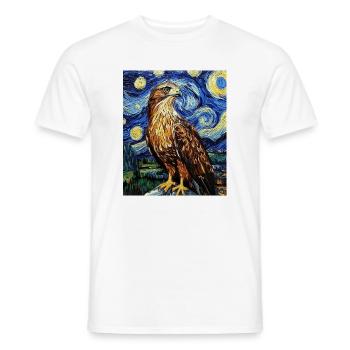 Falke Hawk Van Gogh Style Nuit étoilée - T-shirt homme - blanc - Devant - AI Model Male 178 dark (178cm)
