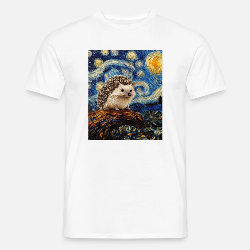  Igel Van Gogh Style Starry Night - Männer T-Shirt - Weiß