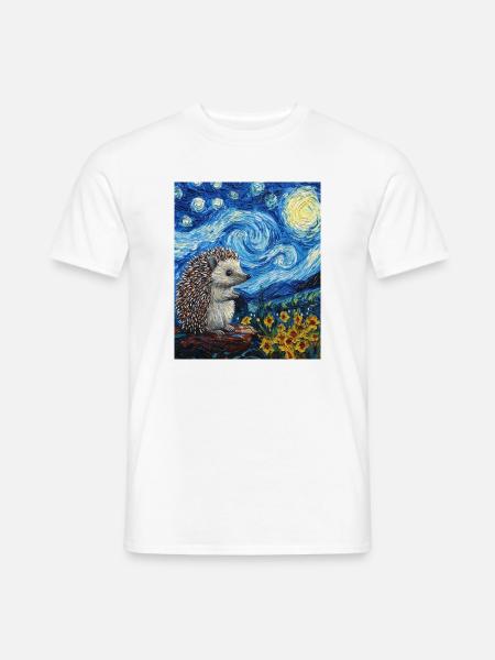  Igel Van Gogh Style Starry Night - Männer T-Shirt - Weiß