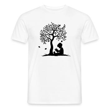 Kind liest unter Baum - Männer T-Shirt - Weiß - Vorne - AI Model Male 178 dark (178cm)