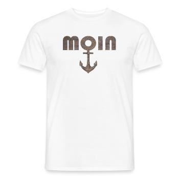 Moin mit Anker im rostigen Vintage Look - Männer T-Shirt - Weiß - Vorne - AI Model Male 178 dark (178cm)
