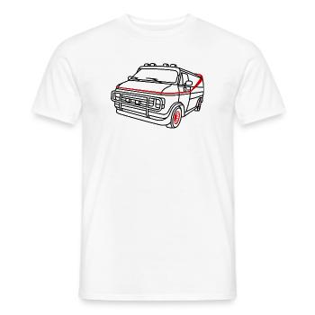GMC Vandura : A-Team culte et rétro - T-shirt homme - blanc - Devant - AI Model Male 178 dark (178cm)
