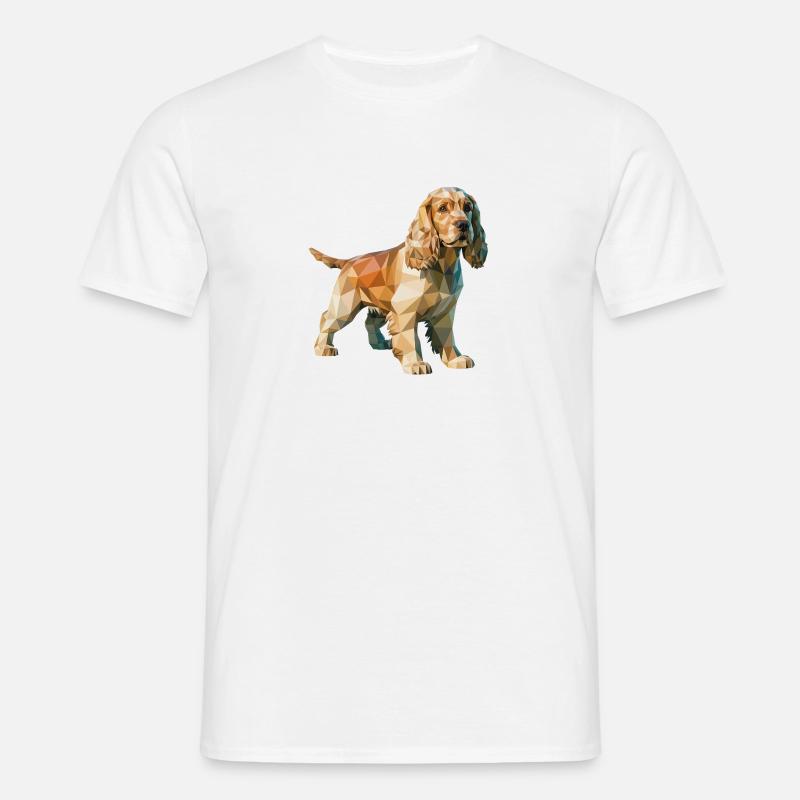 Cocker Spaniel - Cooles Low-Poly-Logo - Männer T-Shirt - Weiß
