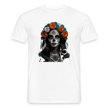 Sugar Skull Bloom Crown - Men's T-Shirt - white - Front - AI Model Male 178 dark (178cm)