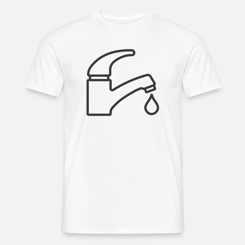Wasserhahn Hahn Symbol Logo Klempner - Männer T-Shirt - Weiß