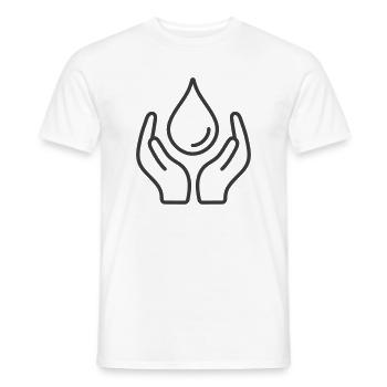 Mains protégeant Goutte d’eau Icône Logo - T-shirt homme - blanc - Devant - AI Model Male 178 dark (178cm)