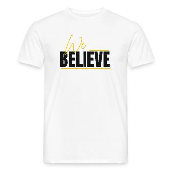 We Believe Schriftzug - Männer T-Shirt - Weiß - Vorne - AI Model Male 178 dark (178cm)