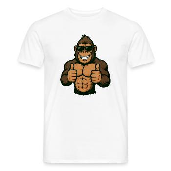 Gorille Pouces Vers le Haut Rétro - T-shirt homme - blanc - Devant - AI Model Male 178 dark (178cm)