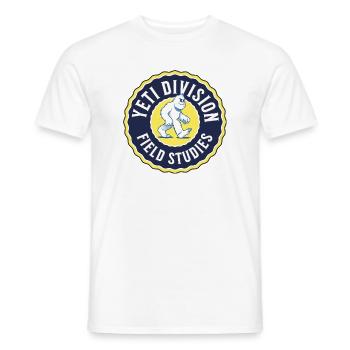 Yeti-Abteilung — Abzeichen für Feldstudien - Männer T-Shirt - Weiß - Vorne - AI Model Male 178 dark (178cm)