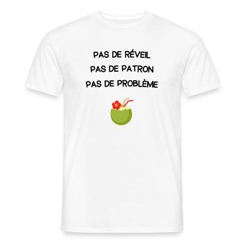 Pas de réveil, pas de patron,... humour retraite - Men's T-Shirt - white - Front - AI Model Male 178 dark (178cm)