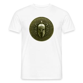 Spartan Helmet Mythology Gladiator - Men's T-Shirt - white - Front - AI Model Male 178 dark (178cm)