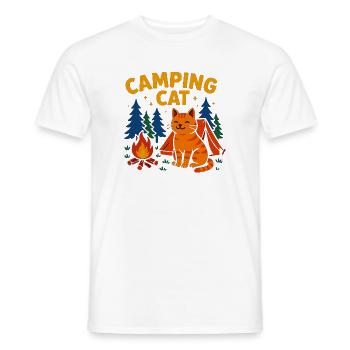 Campingkatze am Lagerfeuer - Männer T-Shirt - Weiß - Vorne - AI Model Male 178 dark (178cm)