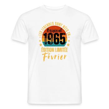 Jahrgang Februar 1960 – Jubiläums-Limitierte Auflage - Männer T-Shirt - Weiß - Vorne - AI Model Male 178 dark (178cm)