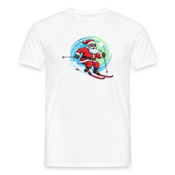 Christmas Man Skiing Winter Fun - Men's T-Shirt - white - Front - AI Model Male 178 dark (178cm)