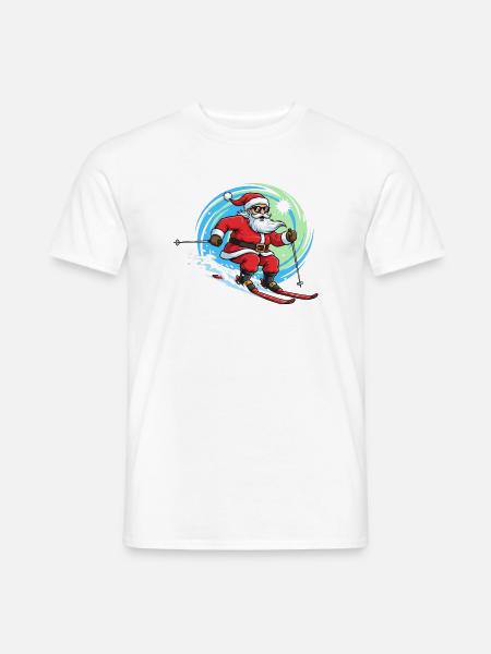 Christmas Man Skiing Winter Fun - Men's T-Shirt - white