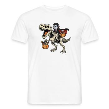 Vampire Riding Skeleton T-Rex Halloween Dinosaur - Men's T-Shirt - white - Front - AI Model Male 178 dark (178cm)