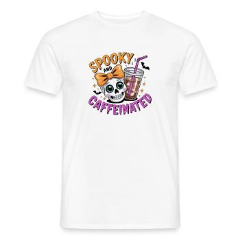Skeleton Woman Head with Coffee - Men's T-Shirt - white - Front - AI Model Male 178 dark (178cm)