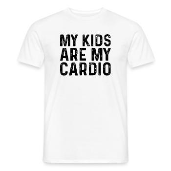 My Kids Are My Cardio Workout Fitness Funny Gym  - Men's T-Shirt - white - Front - AI Model Male 178 dark (178cm)