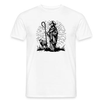 Good Shepherd Illustration - Men's T-Shirt - white - Front - AI Model Male 178 dark (178cm)