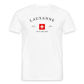 Lausanne, Suisse – Souvenir et cadeau de vacances - T-shirt homme - blanc - Devant - AI Model Male 178 dark (178cm)