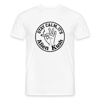 Stay Calm Alien Kush – Design Weed Humor - Männer T-Shirt - Weiß - Vorne - AI Model Male 178 dark (178cm)