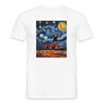 Kangeru Australia Van Gogh Style Starry Night - Men's T-Shirt - white - Front - AI Model Male 178 dark (178cm)